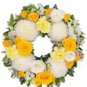 Yellow & White Mixed Flower Wreath – Harrisdale