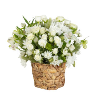 White Serenity Basket Arrangement – Harrisdale