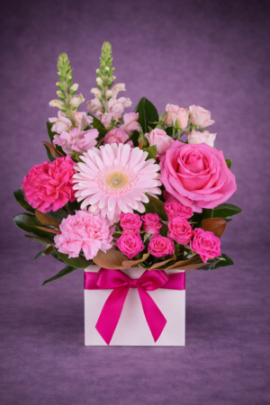 Pink Floral Bouquet in Gift Box – Romantic Flower Delivery Harrisdale WA